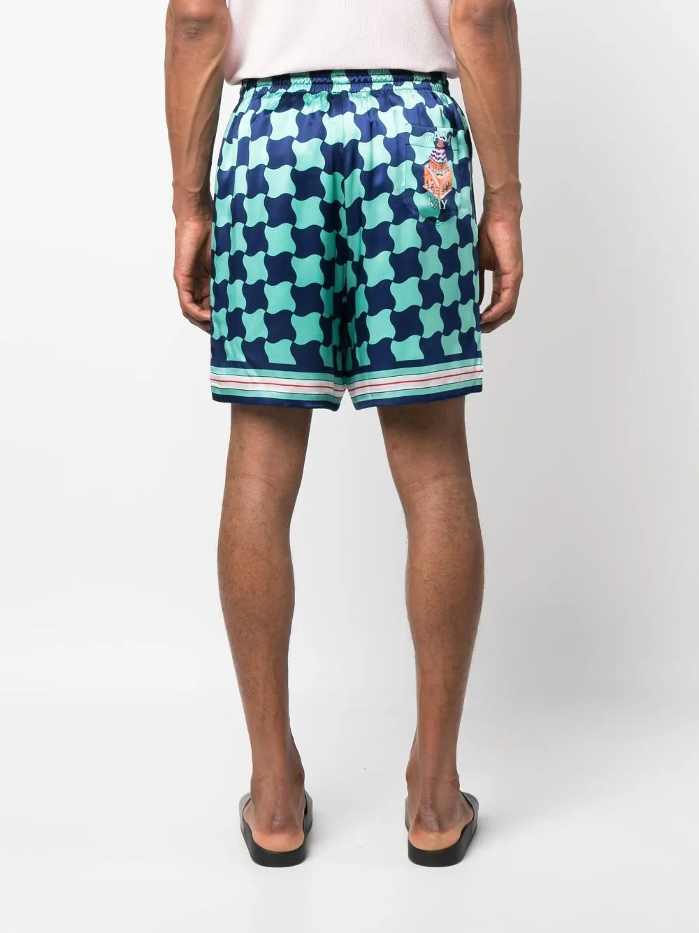 Pool Tile-print silk shorts