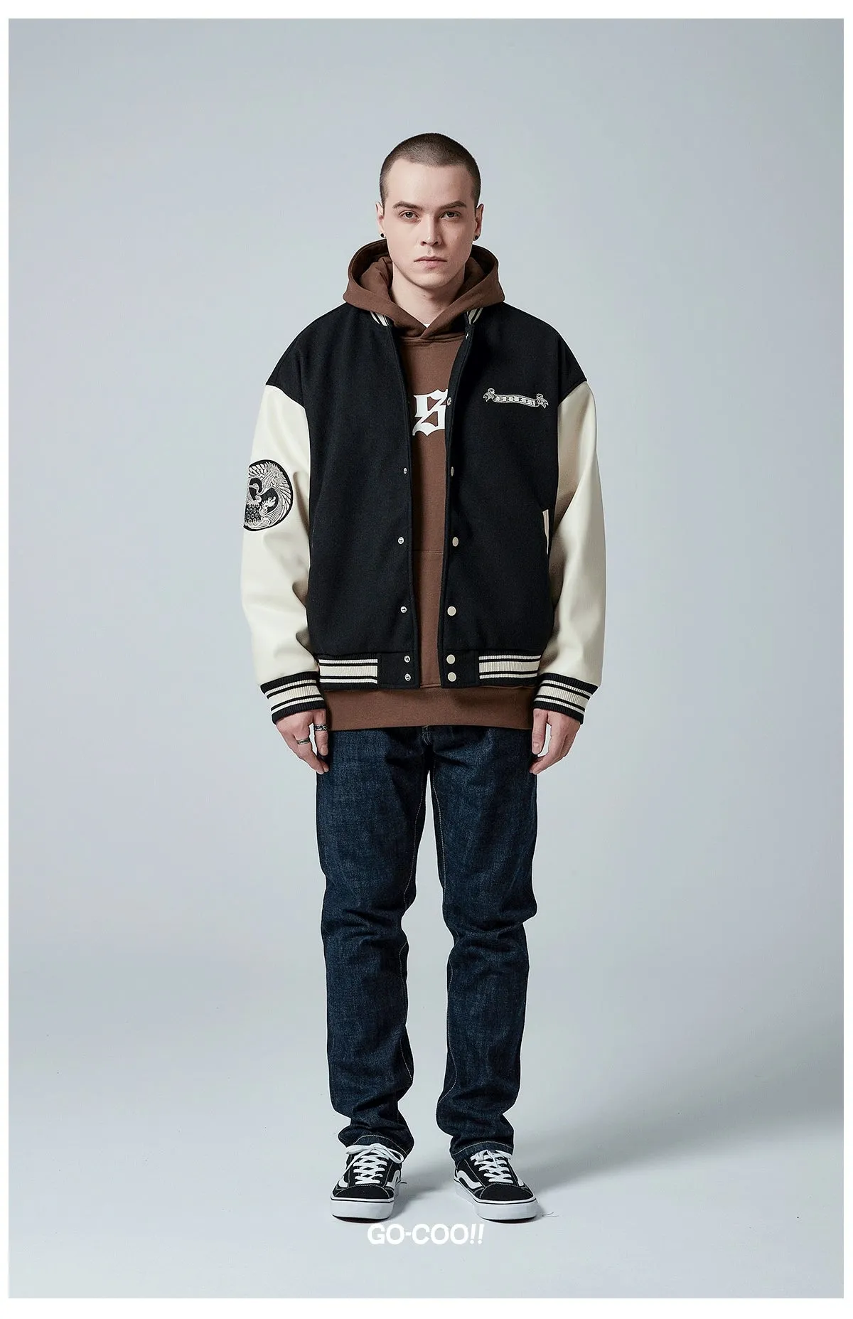Premium dragon tattoo embroidery baseball jacket