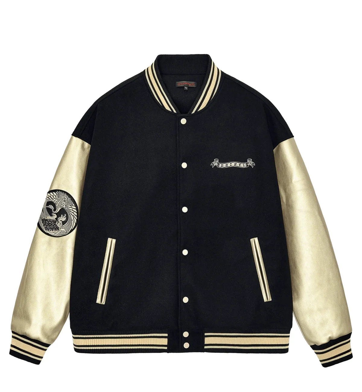 Premium dragon tattoo embroidery baseball jacket