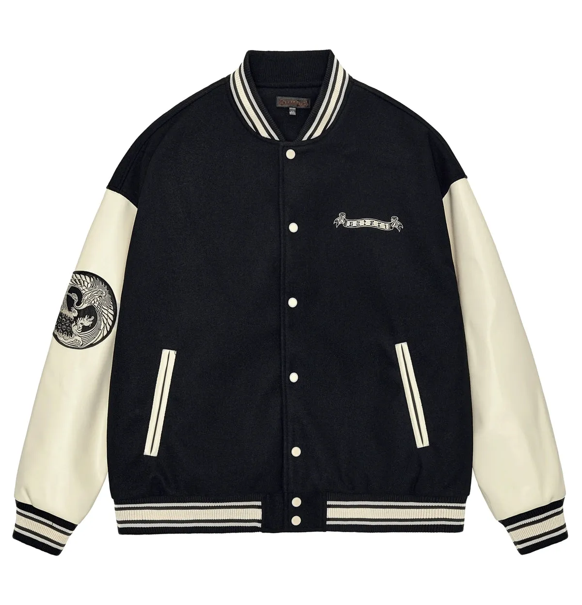 Premium dragon tattoo embroidery baseball jacket
