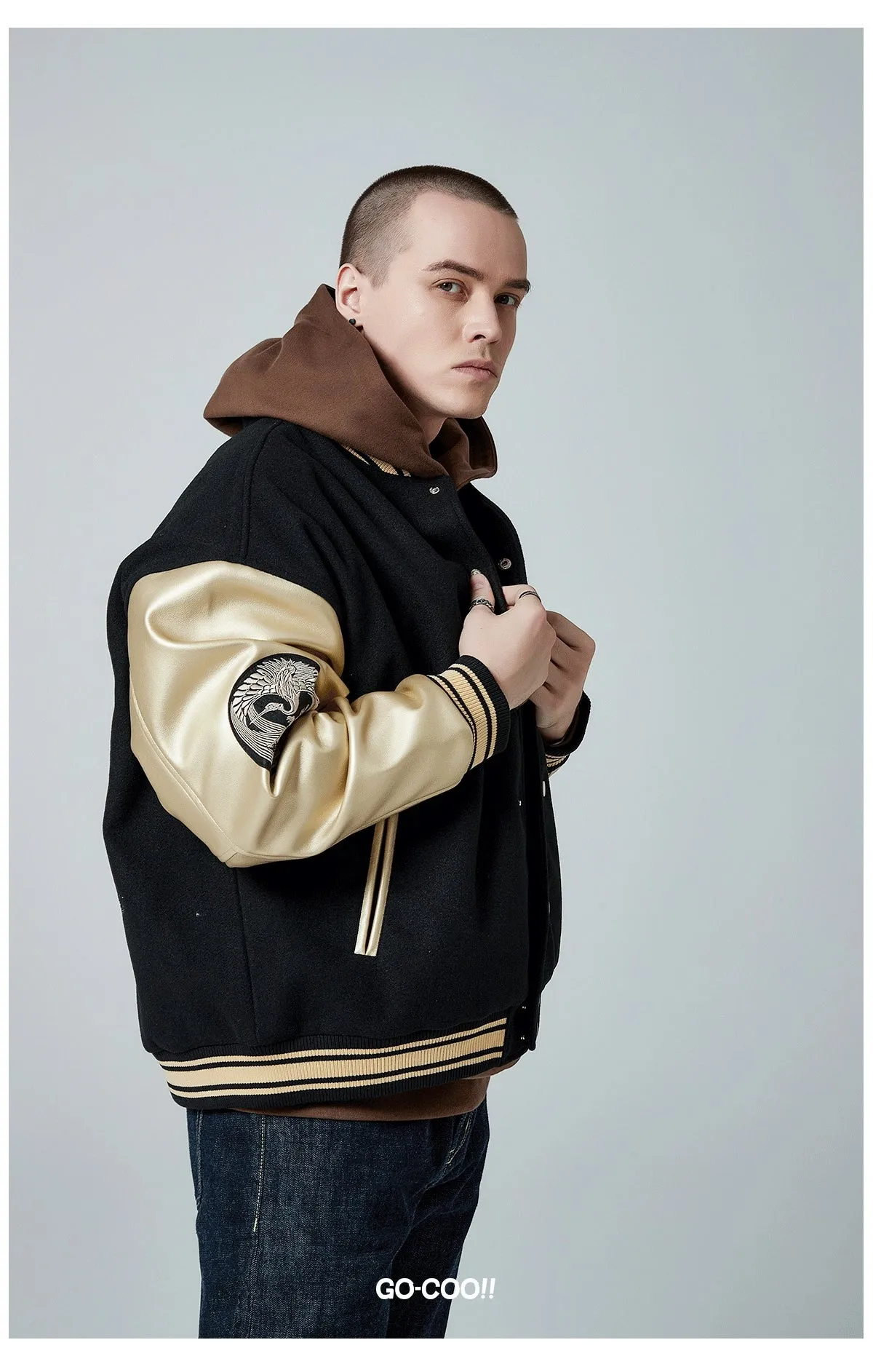 Premium dragon tattoo embroidery baseball jacket
