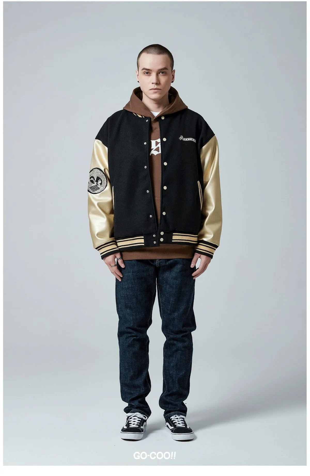 Premium dragon tattoo embroidery baseball jacket
