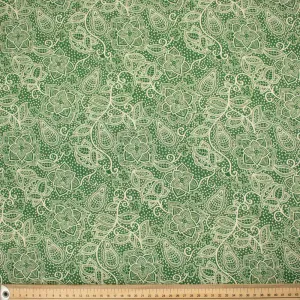 Provence Collection #19 Floral Lace on Green Cotton Prints