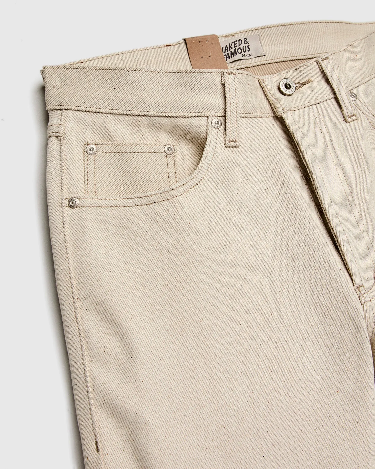 "All Natural Foxfibre" 13.6oz Ecru Selvedge Denim - True Guy Fit