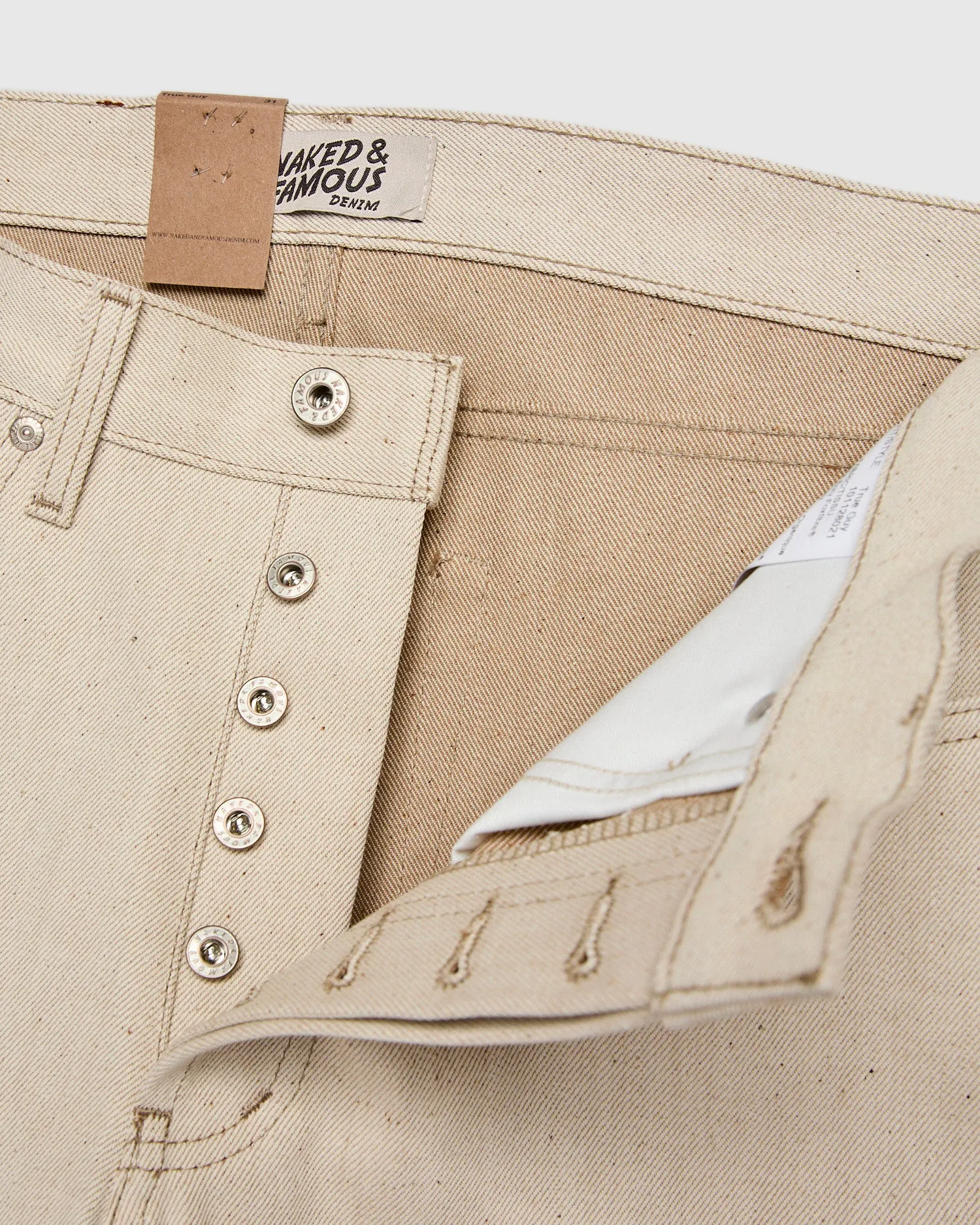 "All Natural Foxfibre" 13.6oz Ecru Selvedge Denim - True Guy Fit