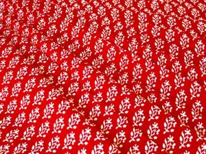 Red Flower Print Design Pure Cotton Fabric