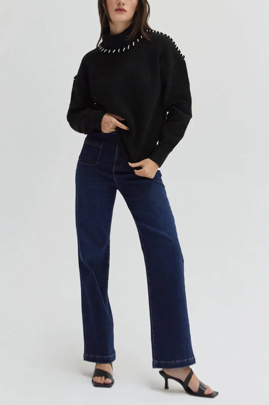 Rowan Contrast Stitch Sweater Top By Crescent