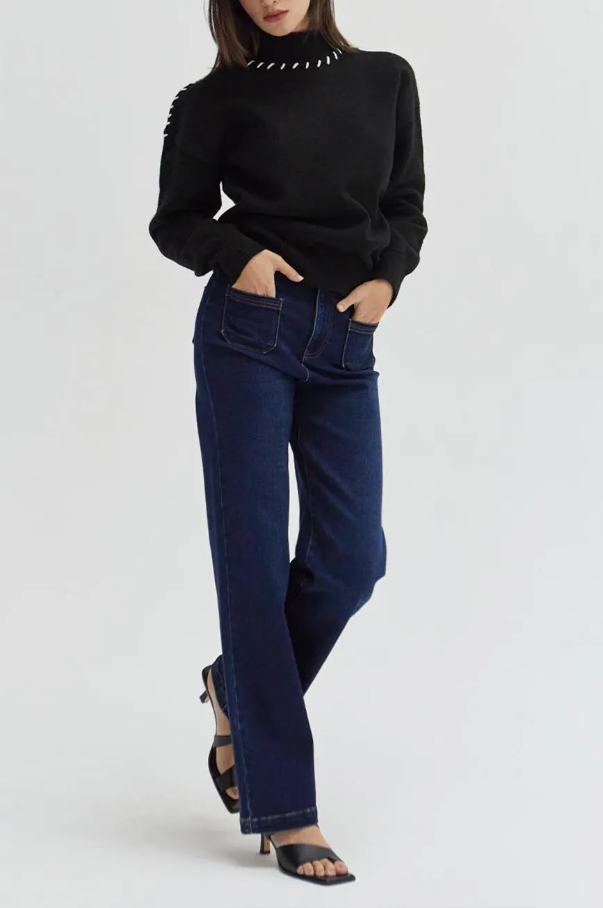 Rowan Contrast Stitch Sweater Top By Crescent