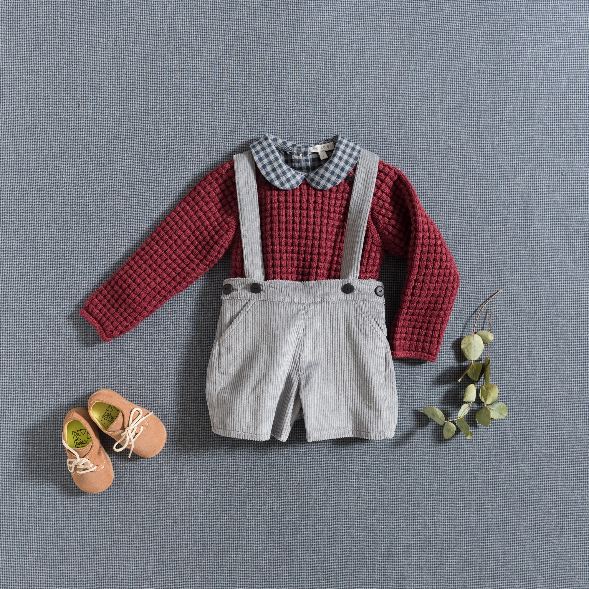 SHORTS W/ STRAPS GREY CORDUROY