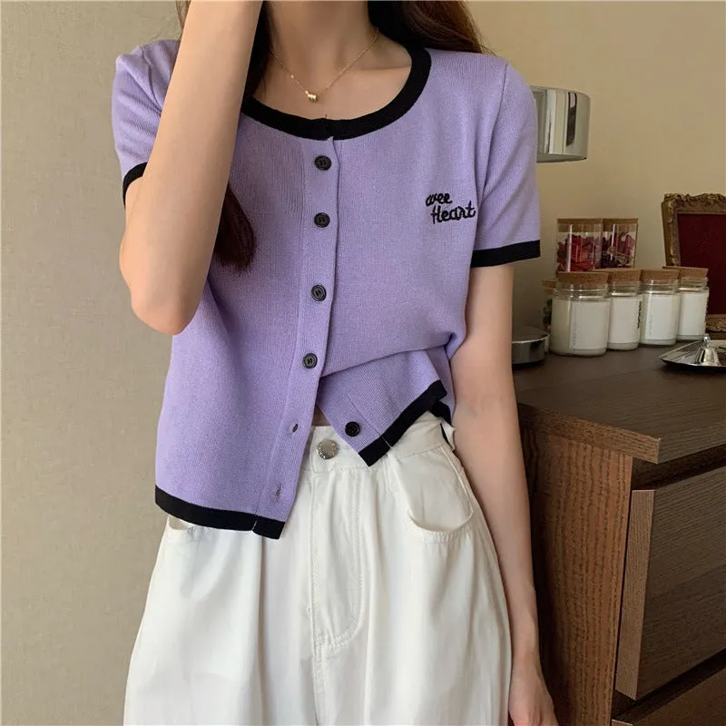 Silk Sweater Women Thin Summer Slim Look Short Sleeve T-Shirt Matching Cardigan Tops Outerwear