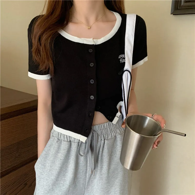 Silk Sweater Women Thin Summer Slim Look Short Sleeve T-Shirt Matching Cardigan Tops Outerwear