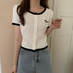 Silk Sweater Women Thin Summer Slim Look Short Sleeve T-Shirt Matching Cardigan Tops Outerwear