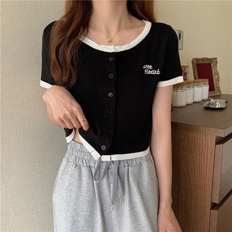 Silk Sweater Women Thin Summer Slim Look Short Sleeve T-Shirt Matching Cardigan Tops Outerwear
