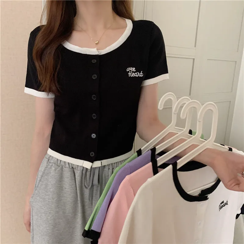 Silk Sweater Women Thin Summer Slim Look Short Sleeve T-Shirt Matching Cardigan Tops Outerwear