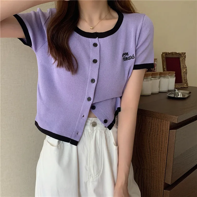 Silk Sweater Women Thin Summer Slim Look Short Sleeve T-Shirt Matching Cardigan Tops Outerwear