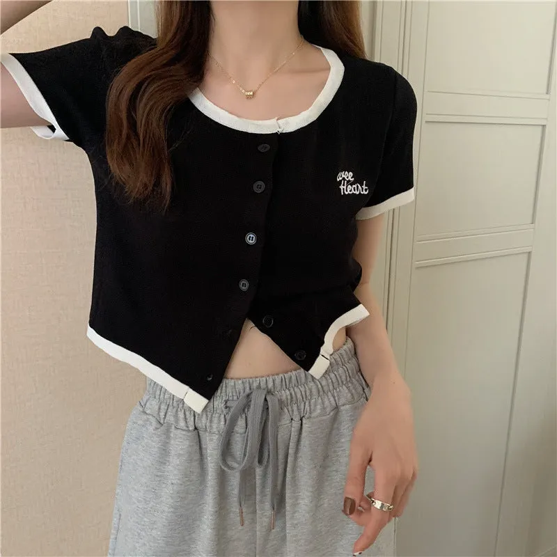 Silk Sweater Women Thin Summer Slim Look Short Sleeve T-Shirt Matching Cardigan Tops Outerwear