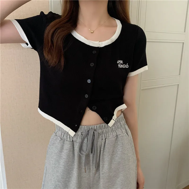Silk Sweater Women Thin Summer Slim Look Short Sleeve T-Shirt Matching Cardigan Tops Outerwear