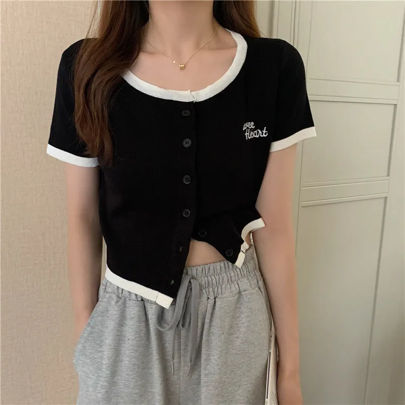 Silk Sweater Women Thin Summer Slim Look Short Sleeve T-Shirt Matching Cardigan Tops Outerwear