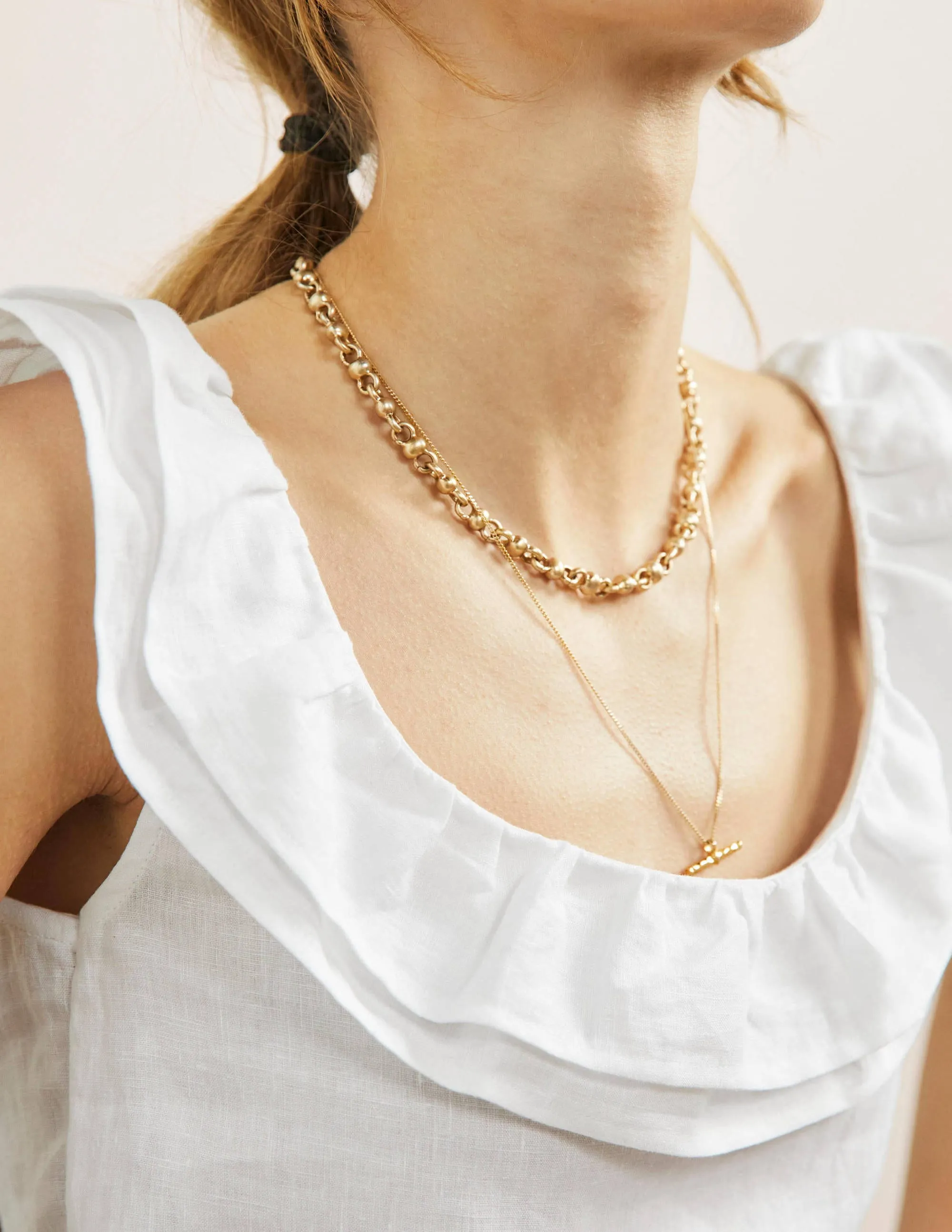 Sleeveless Ruffle Linen Top-White