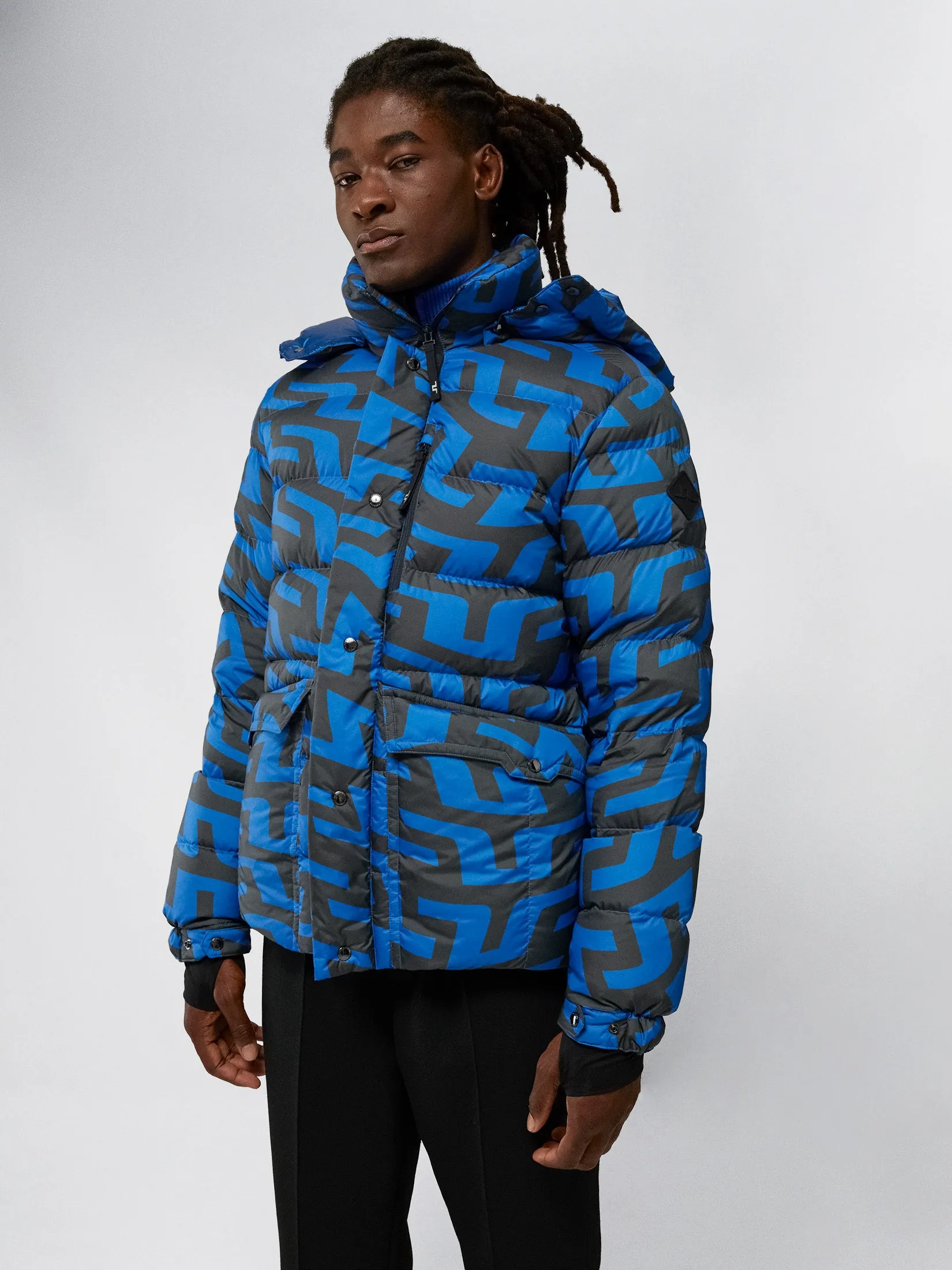 SPHERE DOWN JACKET PRINT / Bridge Swirl Blue