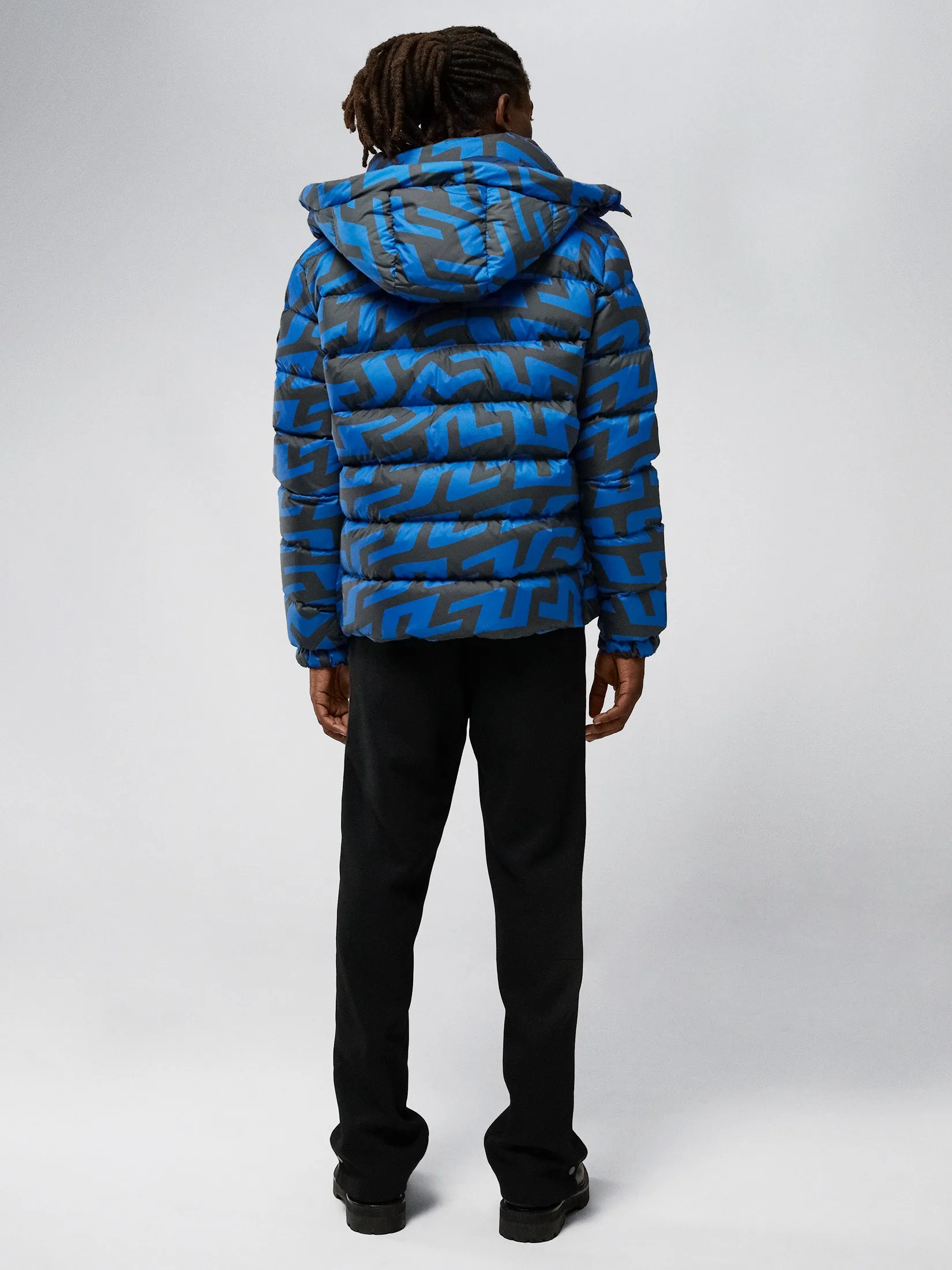 SPHERE DOWN JACKET PRINT / Bridge Swirl Blue