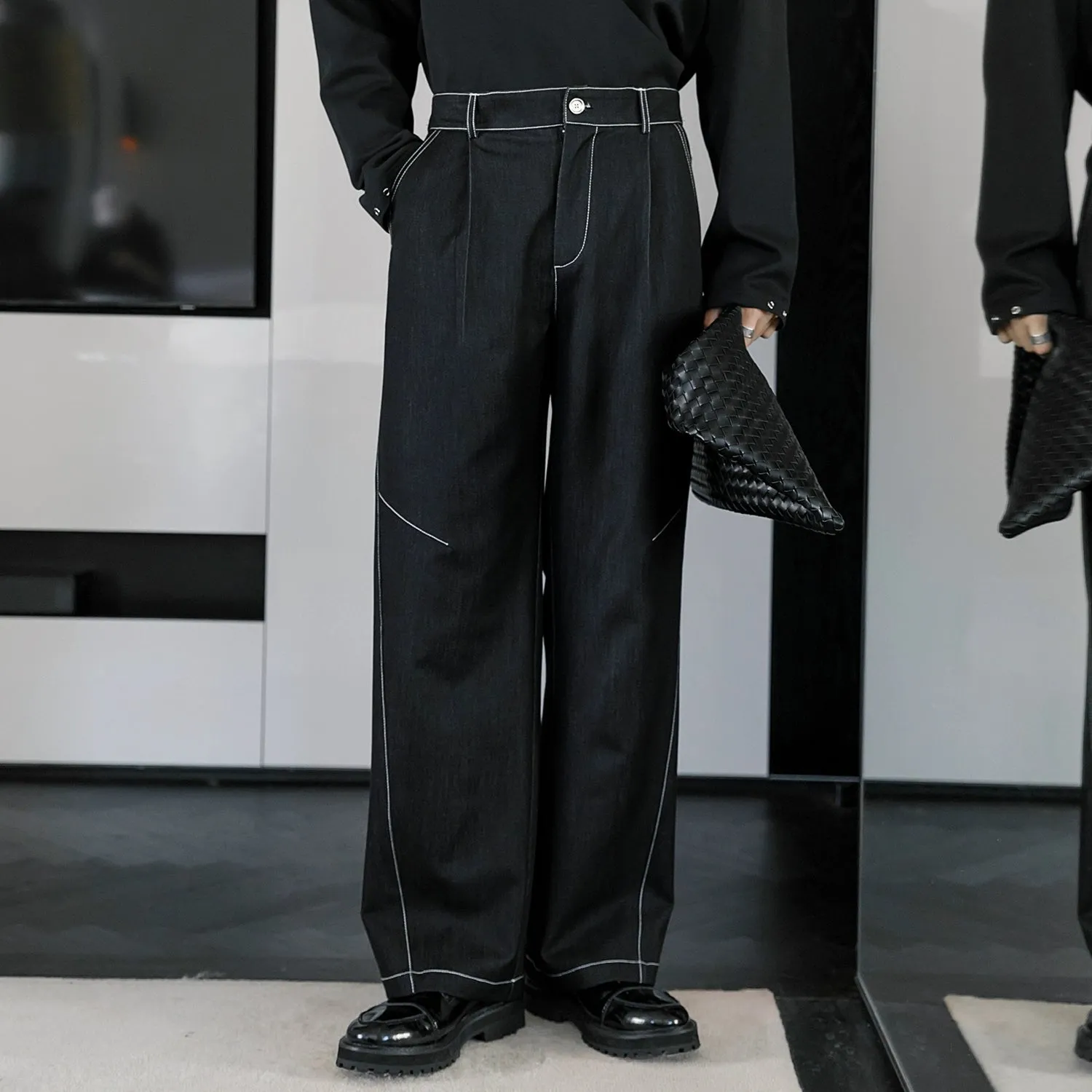 Straight Fit Ice Silk Casual Pants