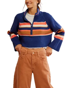 Striped Greta Half Zip Sweater