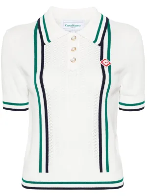 Tennis stripe-detail polo top