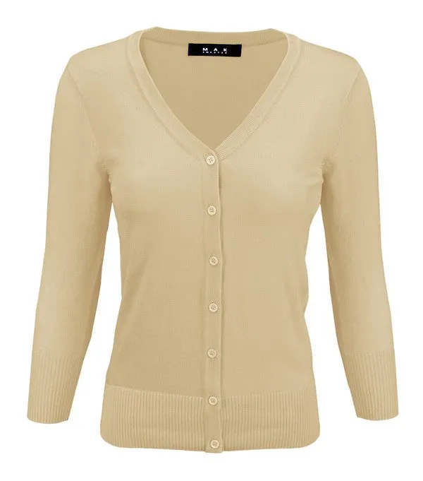 V-Neck Button Down Knit Cardigan Sweater