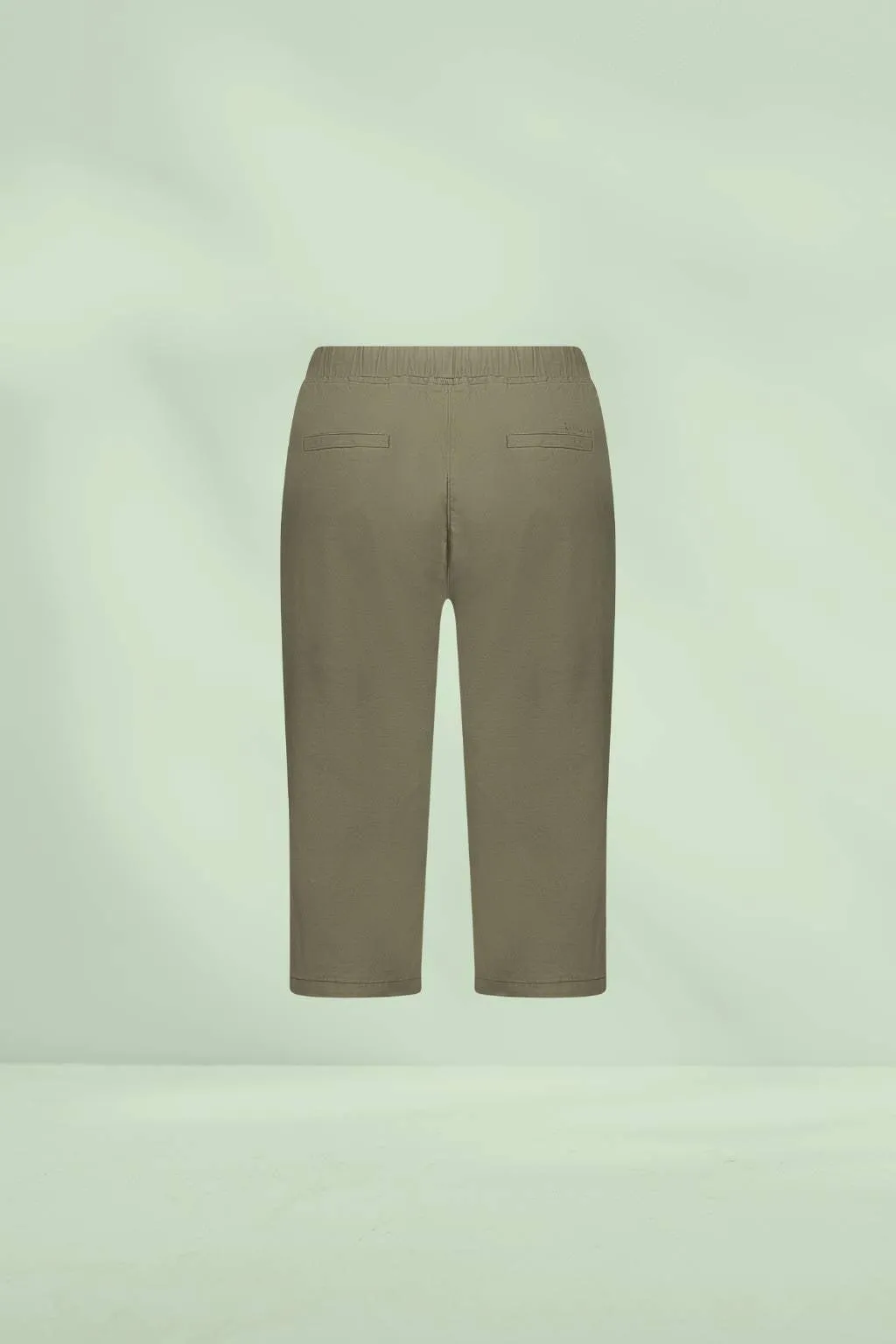 Vassalli Below Knee Slim Leg Elastic Waist Pants Army