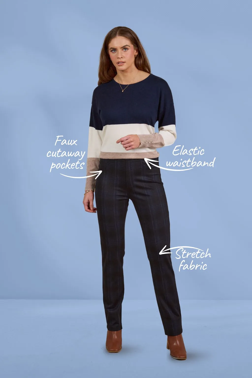 Vassalli Slim Leg Ponti Pull On Pants Neptune