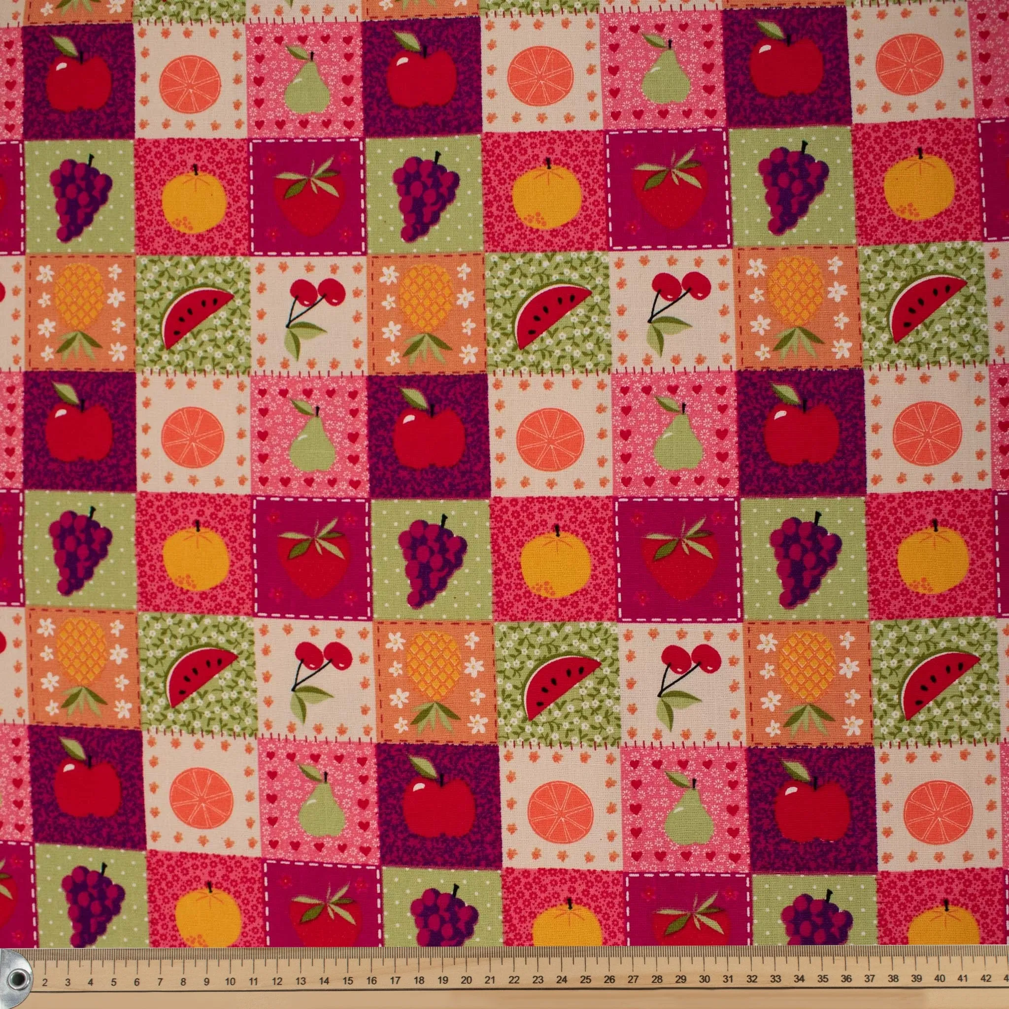 Vivid Patchwork Fruits Cotton Canvas Print