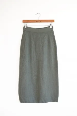 Waffle Midi Skirt -Moss green