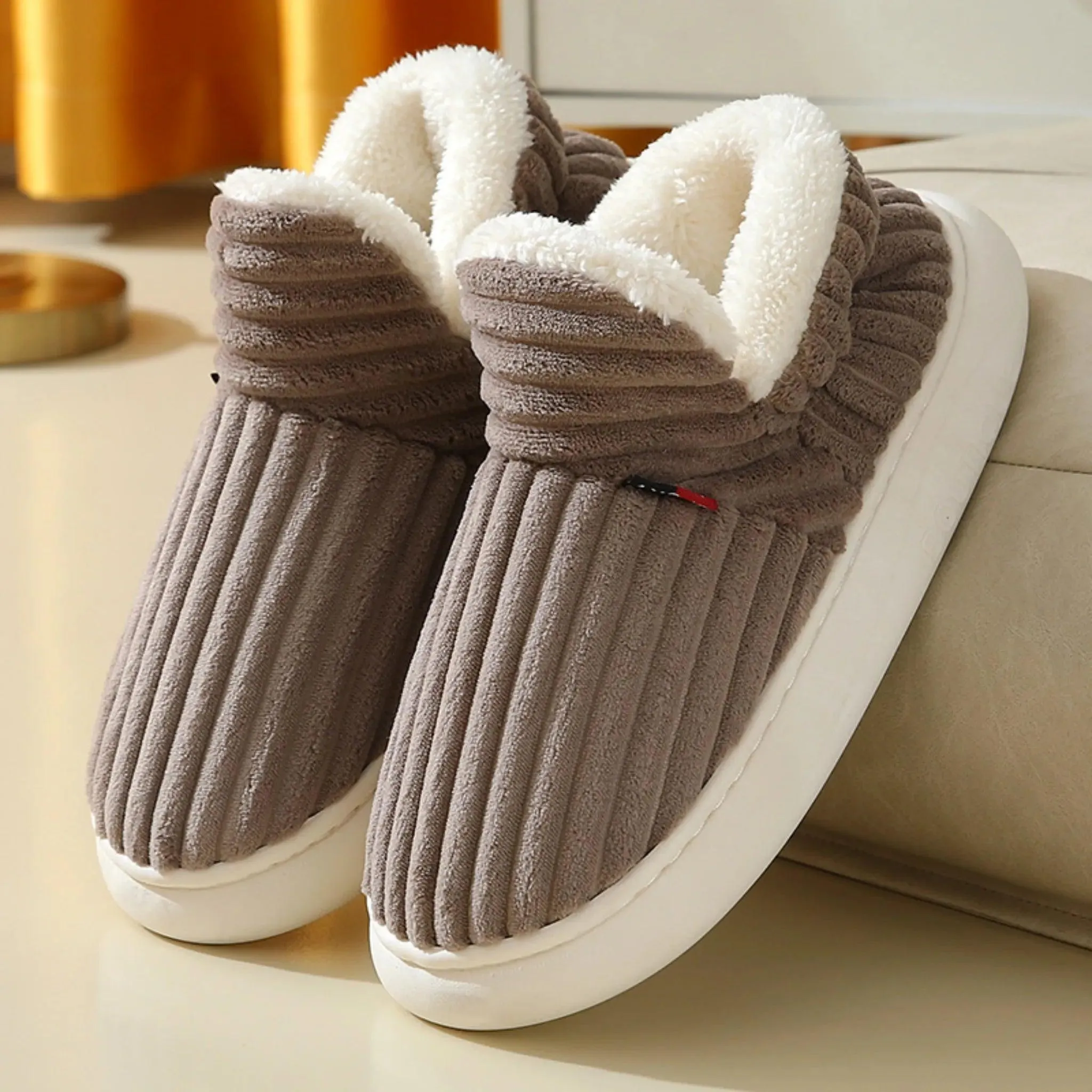 Winter Cotton Slippers – Warm Plush Shoes for Men & Women