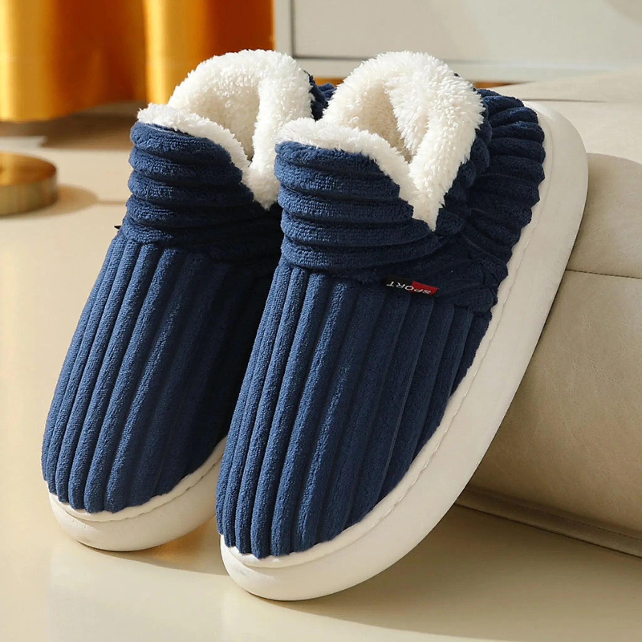 Winter Cotton Slippers – Warm Plush Shoes for Men & Women