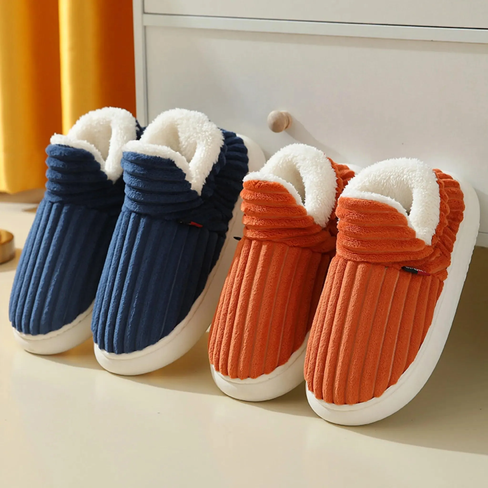 Winter Cotton Slippers – Warm Plush Shoes for Men & Women