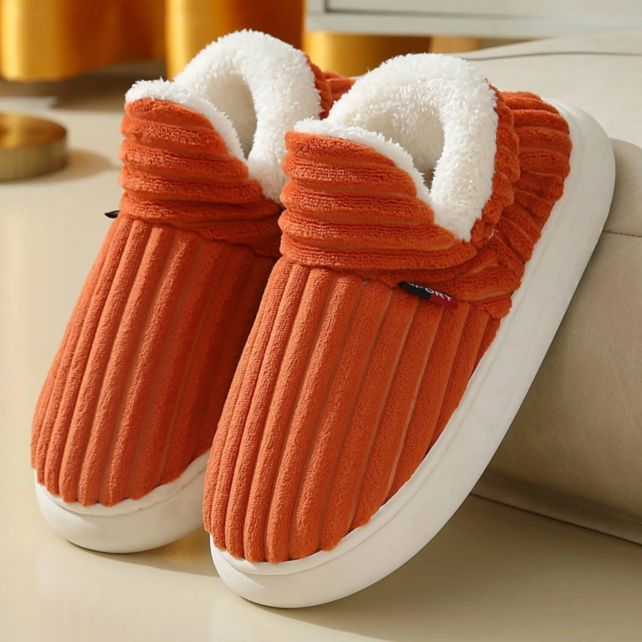Winter Cotton Slippers – Warm Plush Shoes for Men & Women