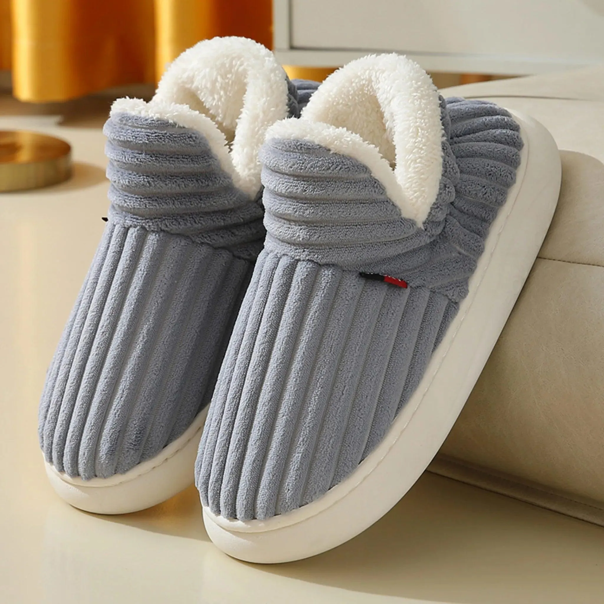Winter Cotton Slippers – Warm Plush Shoes for Men & Women