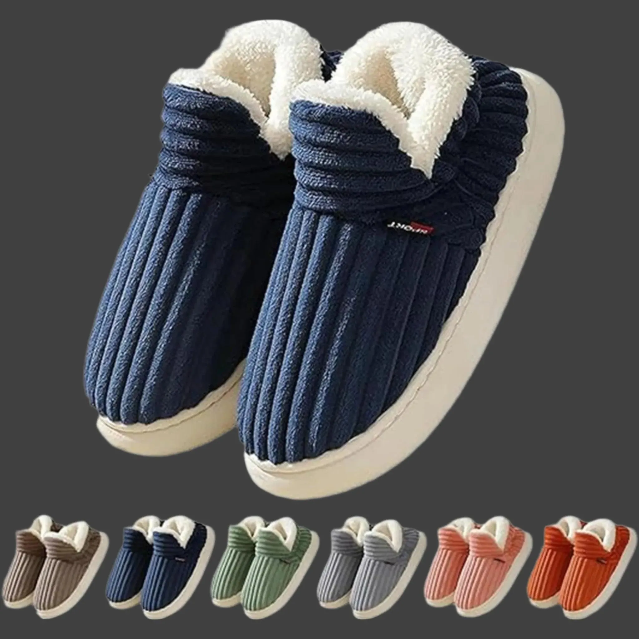 Winter Cotton Slippers – Warm Plush Shoes for Men & Women