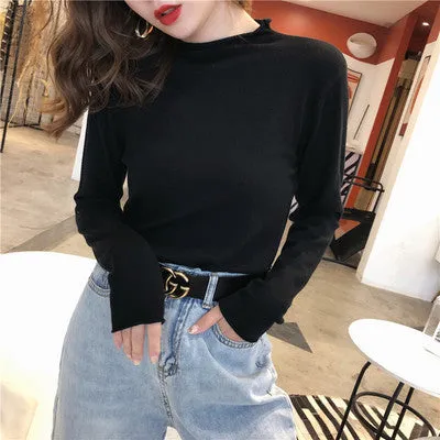 Women Half-Height Collar Loose Slim-Look Outdoor Sweater