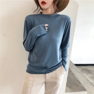 Women Half-Height Collar Loose Slim-Look Outdoor Sweater