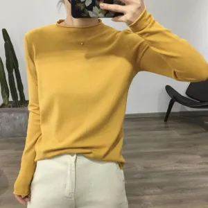 Women Half-Height Collar Loose Slim-Look Outdoor Sweater