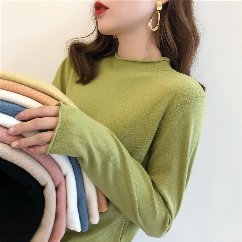 Women Half-Height Collar Loose Slim-Look Outdoor Sweater