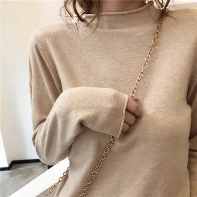 Women Half-Height Collar Loose Slim-Look Outdoor Sweater