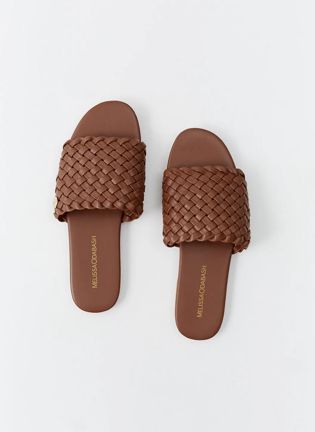 Woven Dark Tan Sliders