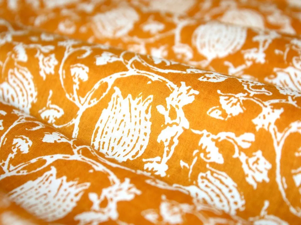 Yellow Floral Design Pure Cotton Fabric