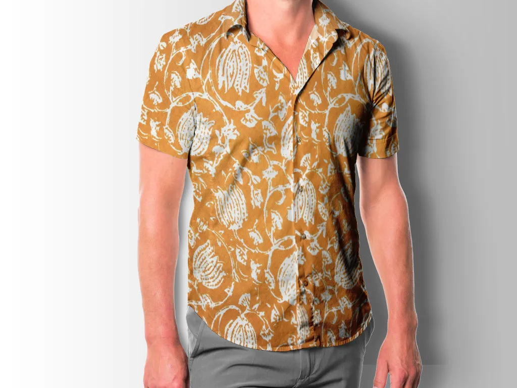 Yellow Floral Design Pure Cotton Fabric