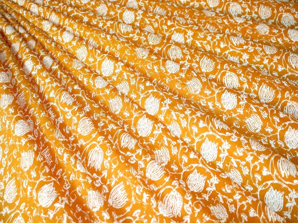 Yellow Floral Design Pure Cotton Fabric