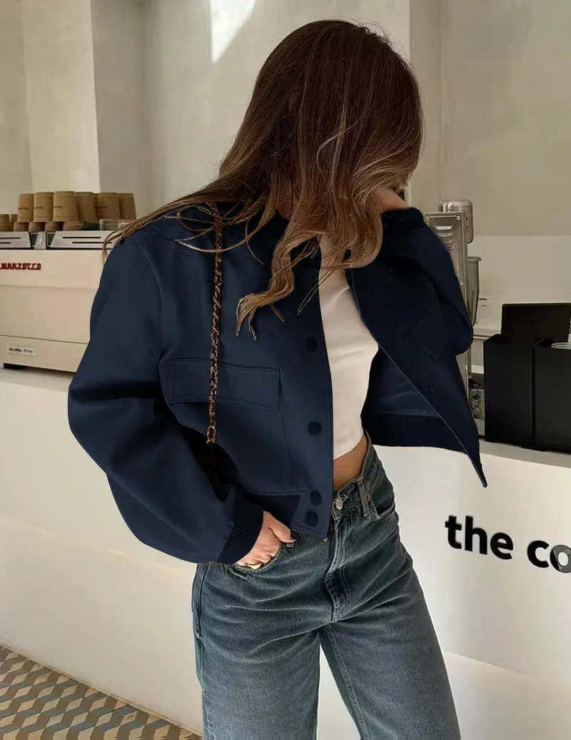 Zeagoo Women Bomber Jacket Casual Button Down Shackets