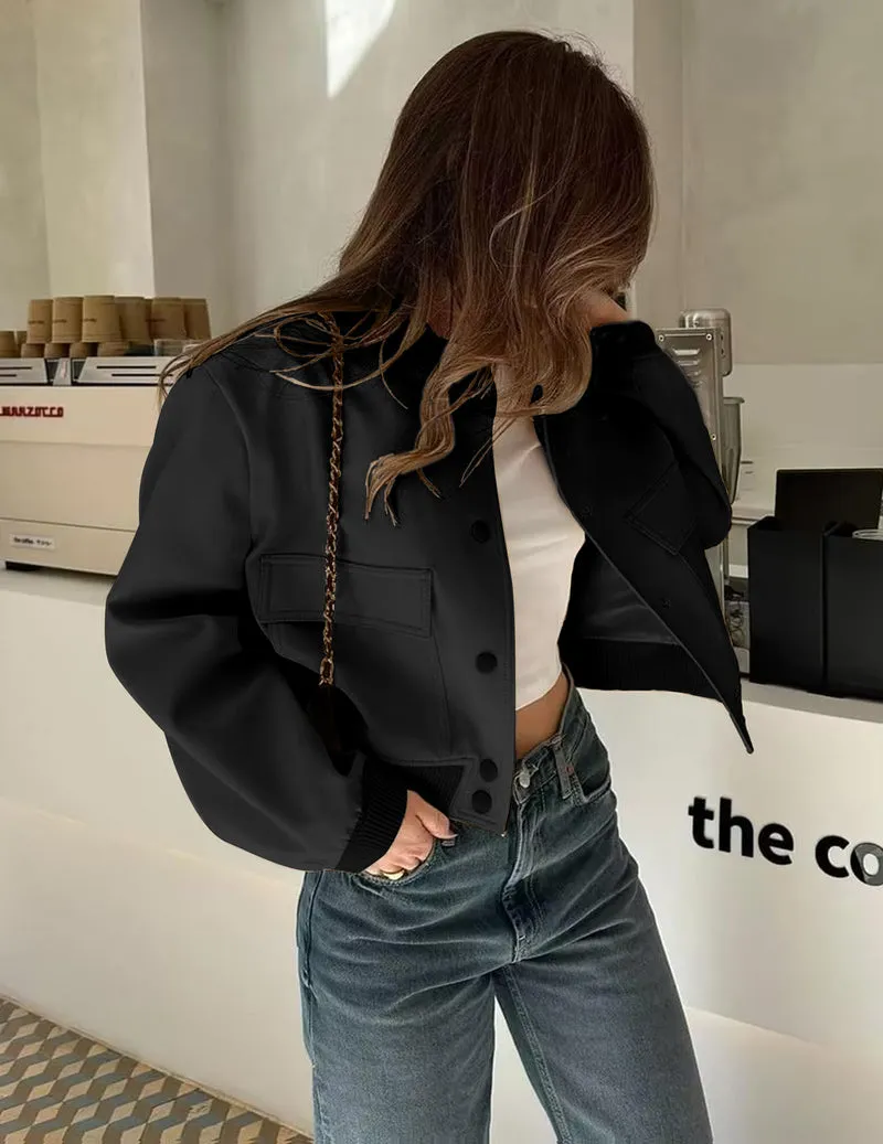 Zeagoo Women Bomber Jacket Casual Button Down Shackets